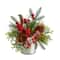 12" Holiday Winter Pinecones, Berries, Greenery & Plaid Bow Arrangement